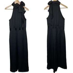 Banana Republic Satin‎ Halter Wide Leg Jumpsuit Black size 6
